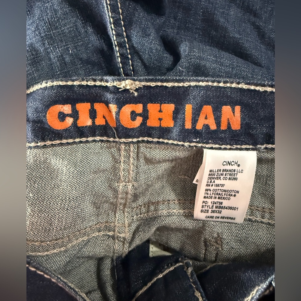 New with Tags Cinch Men's Ian Boot Cut Slim Dark Wash Jeans 38 x 32 - Picture 9 of 10